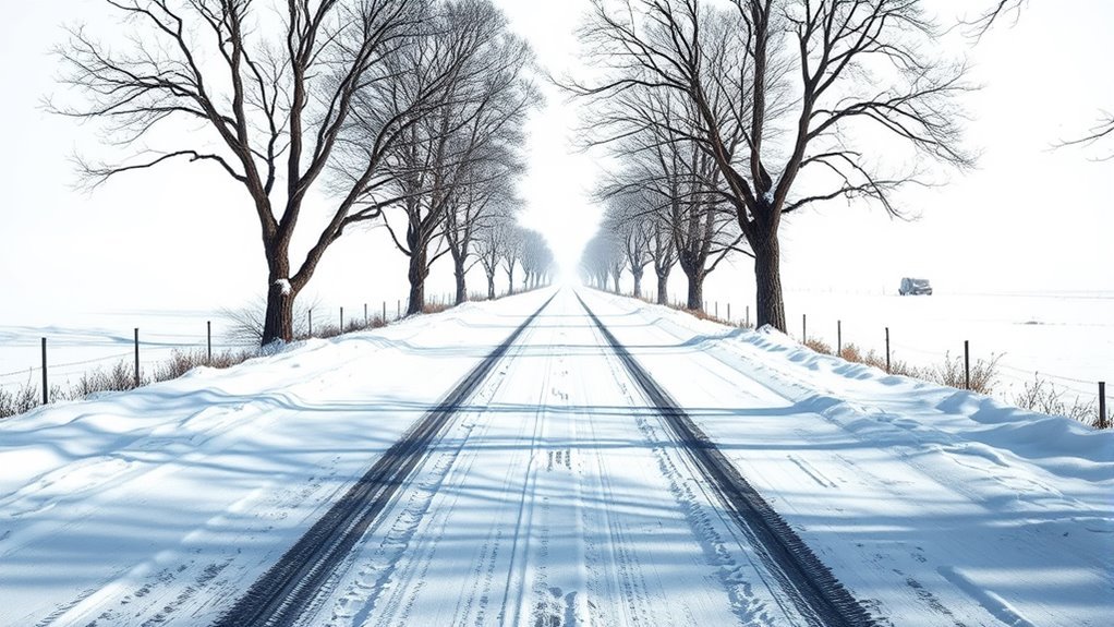 snow covered road hazard awareness